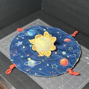 Mary Meyer Sun Planets Baby Security Blanket Round Blue Yellow Orange Knots